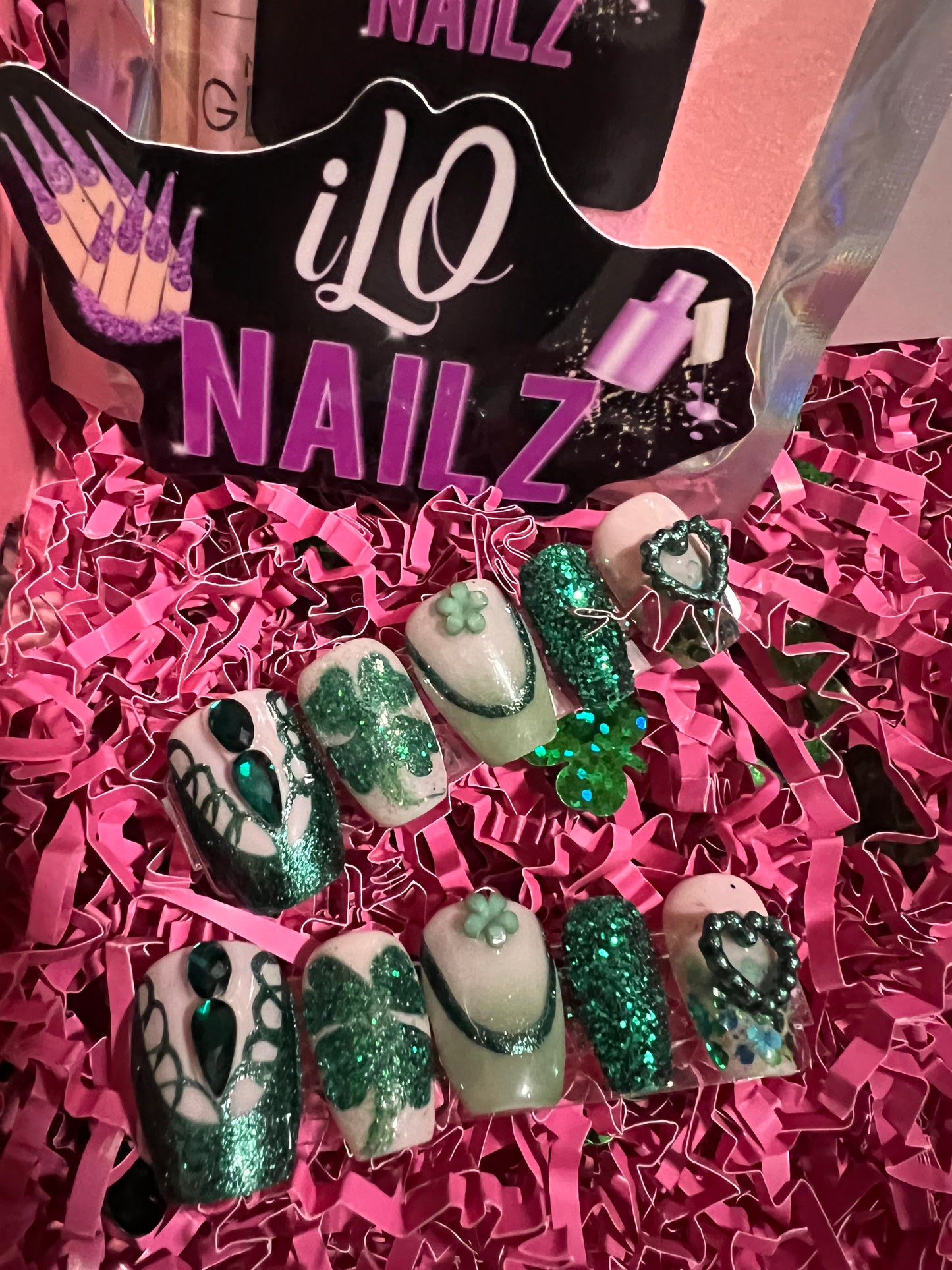 Green Freestyle Short Coffin St. Patty's Nails!