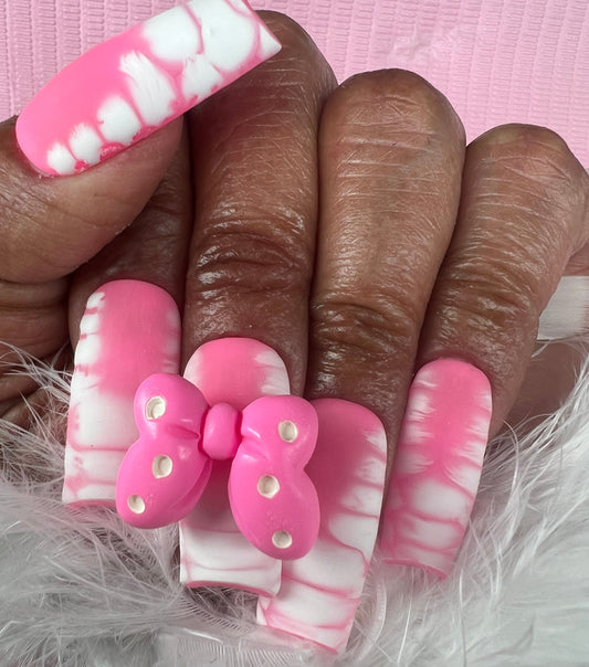 Pink Snake w/Bow - PrezZ On NaiLZ!